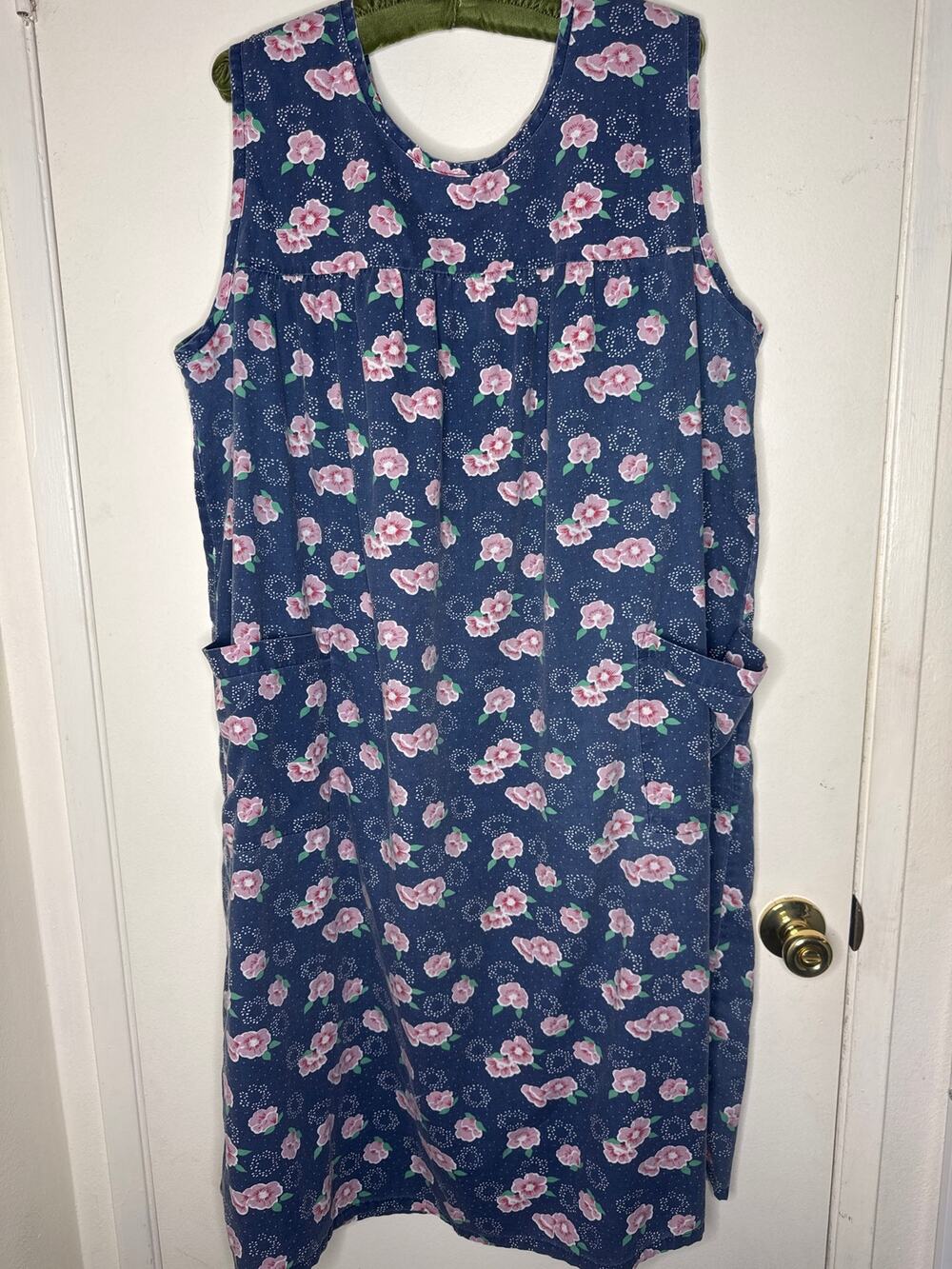 Vintage 1980s Floral Shift Dress with Pockets Grandmacore Cottagecore Sleepwear